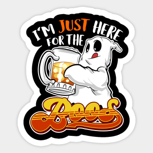 Funny Halloween Ghost Drinking Beer Sticker